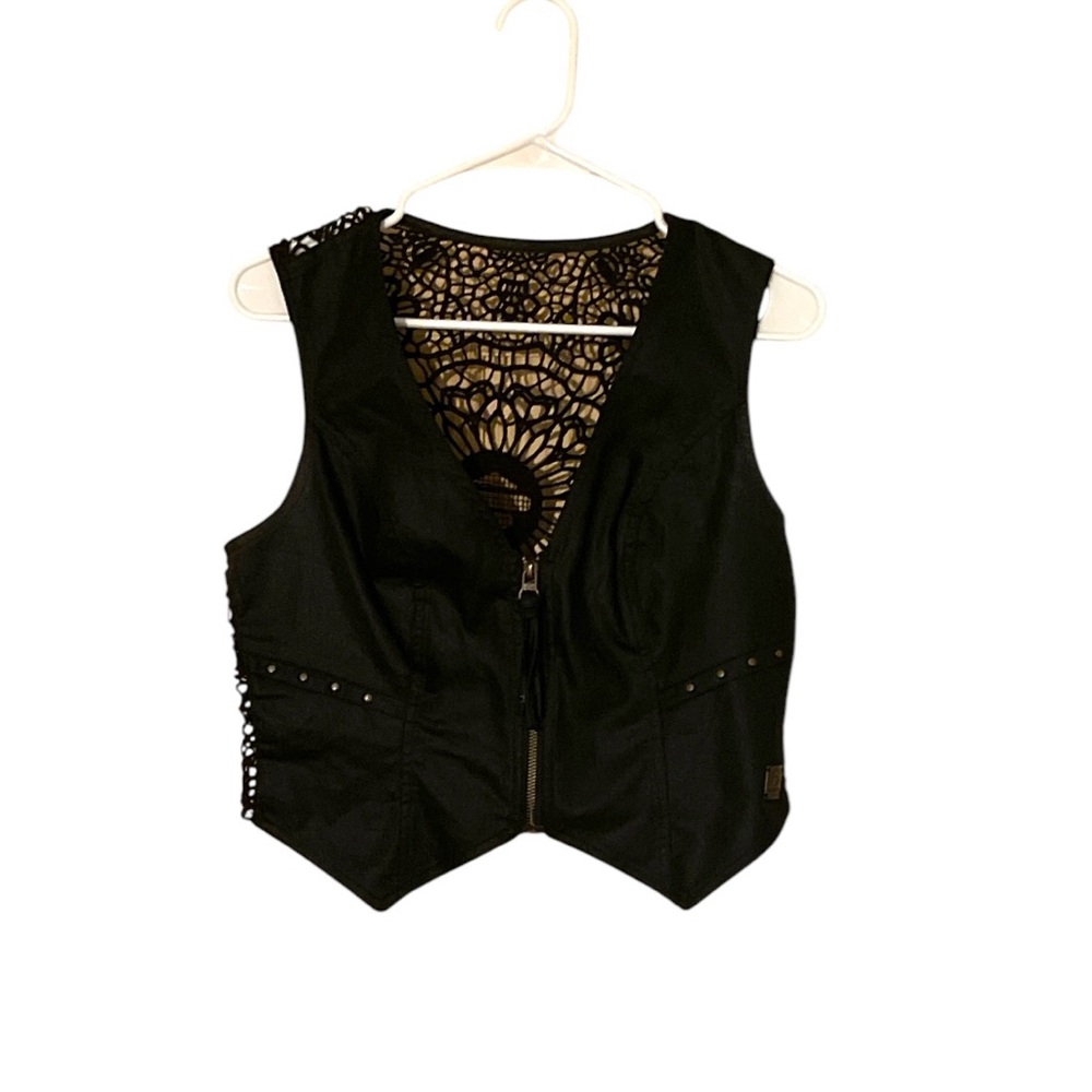 Black Lace Detail Vest